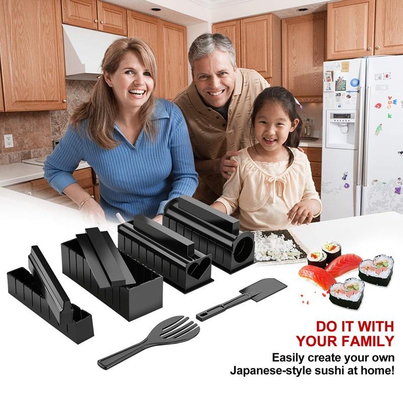 10 Stück/Set DIY Sushi-Zubereitungsset Roll-Sushi-Maker Reisrollenform Küchenwerkzeuge Japanische Sushi-Kochwerkzeuge Küchenwerkzeuge