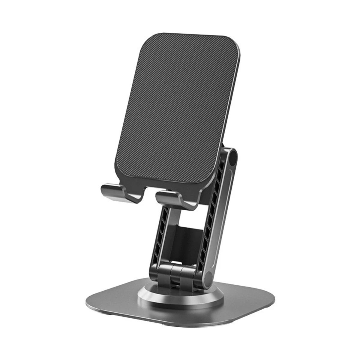 Metal Cell Phone Stand Desk Foldable Desktop Tablet Holder Universal Portable 360° Rotatable Folding Mobile Cellphone Stand чёрный