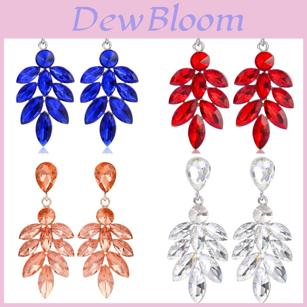 Elegant Leaf Dangle Earrings With Water Dazzle Crystals For Women Wedding Jewelry