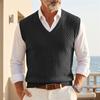 Gilet in Maglia a Treccia con Scollo a V da Uomo Senza Maniche Gilet in Maglia Casual Business Gilet per Uomo