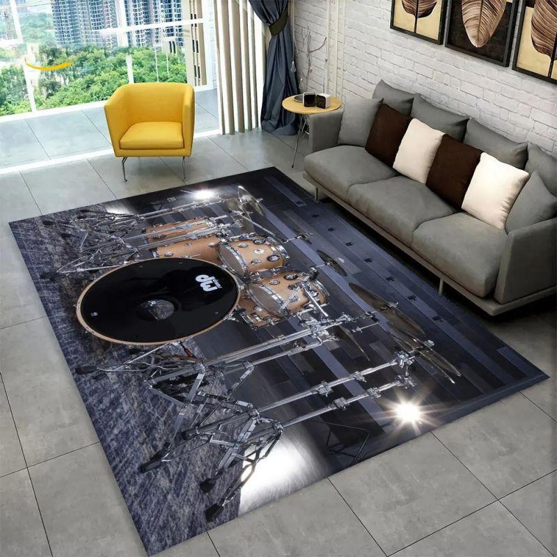 3D Drum Kit Music Instruments Carpet High Quality Non-Slip Bedroom Kitchen Doormat Large Size Balcony Corridor Area Decor Rug