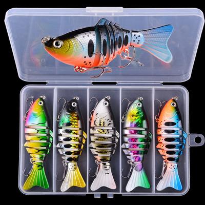 Set di 5 Wobbler Affondanti Crankbaits Kit da Pesca Esche Artificiali Esche Dure Swimbait Wobbler per Luccio Attrezzatura da Pesca per Bass