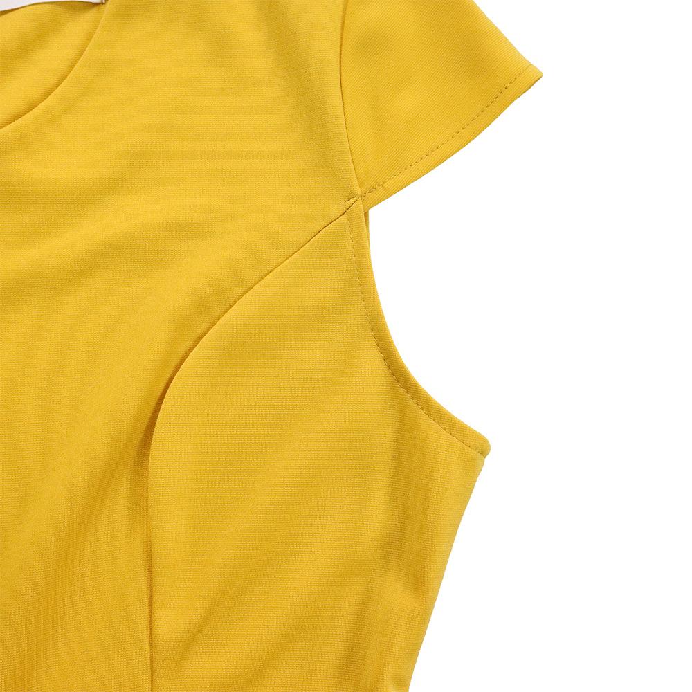 JKASHDK Damenmode Sommer Frühling Einfarbiger Druck Plus Size Kurzarm V-Ausschnitt Mittlere Taille Freizeitkleider