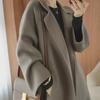 Women's Knee-Length Double-Sided Woolen Coat Loose Fit Large Size High-End Autumn/Winter Collection