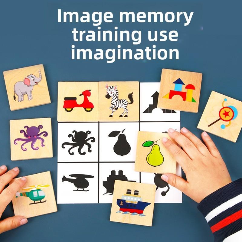 Kid Wooden Shadow Matching Puzzle Game For Animal And Fruit Recognition Activity