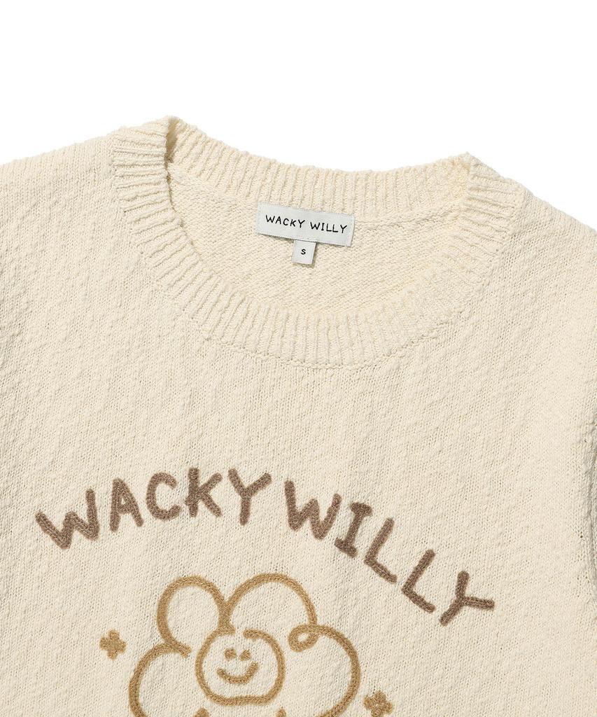 WACKY WILLY Women'S Big Lily Graphic Short Sleeve Knit Cream