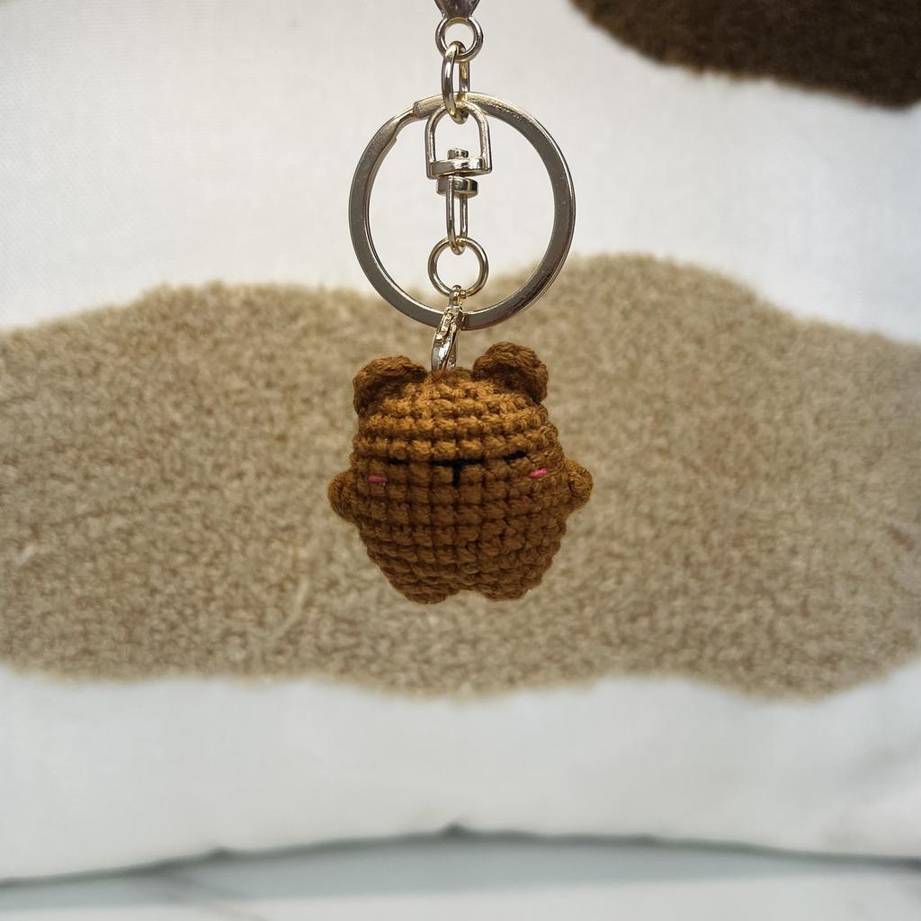 Mini Bear Cat Elephant Crochet Animal Doll Keychain For Car Keys Accessories Cartoon Penguin Doll Keyrings Knitted Accessories