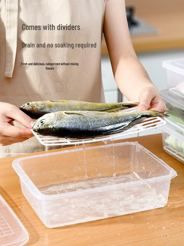 Plastic Japanese-Style Fresh-Keeping Box with Lid for Refrigerator Storage