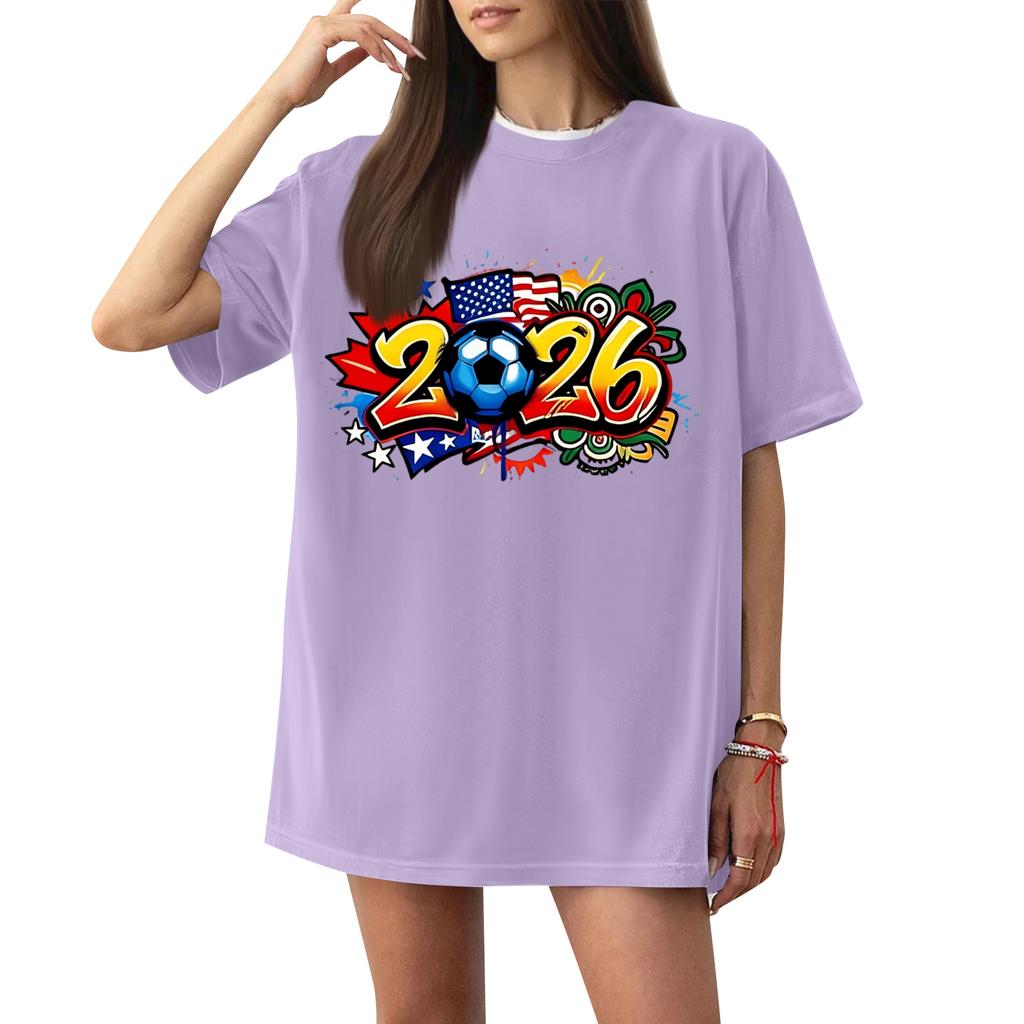 Women's Casual Short Sleeve T-Shirt Loose Fit Crew Neck Letter Print Graphic Tee Comfortable Everyday Wear Lightweight Fabric