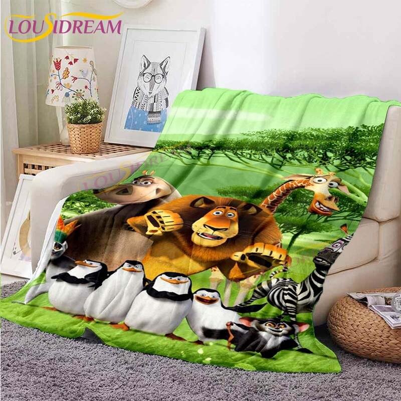Kreslené flanelové deky Tučňáci z Madagaskaru Deka na pohovku postel Domácí deky pro dospělé děti Tučňák přehozové deky