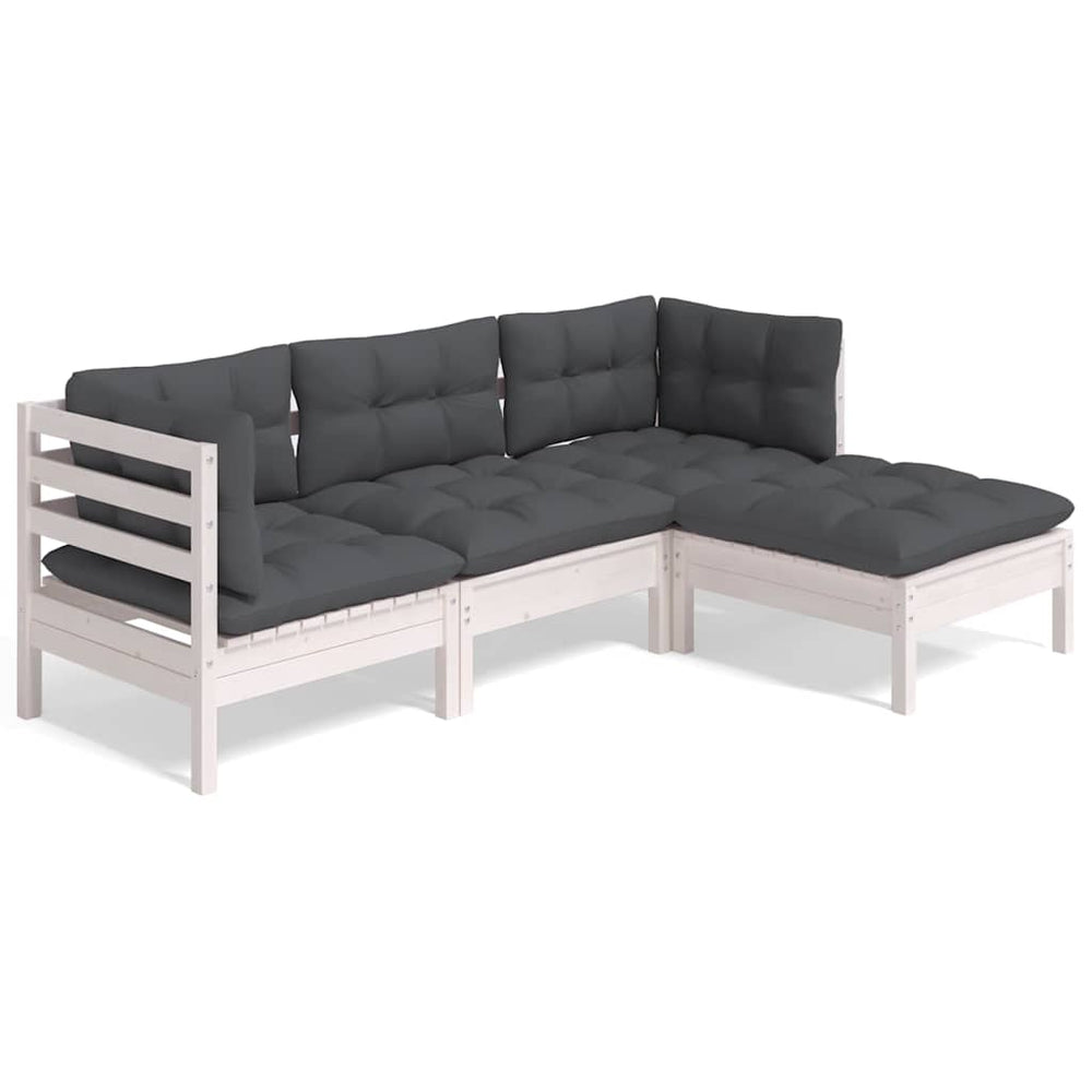 Salon de jardin 4 pcs avec coussins  bois de pin