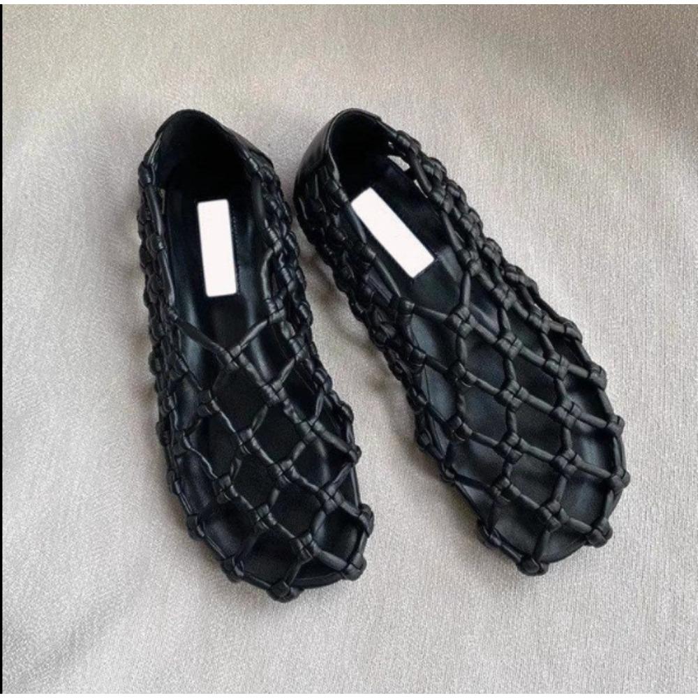 Flat Sandals for Women Fashion Woven Hollow Loafers Summer 2025 Comfort Beach Casual Shoe Zapatos De Mujer