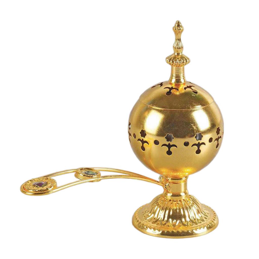 Metal Incense Burner Ornament Antique Style Censer for Desktop Living Room Yoga Bedroom Decoration