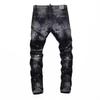 Men's Trendy Vintage Distressed Slim-Fit Paint-Splatter Jeans