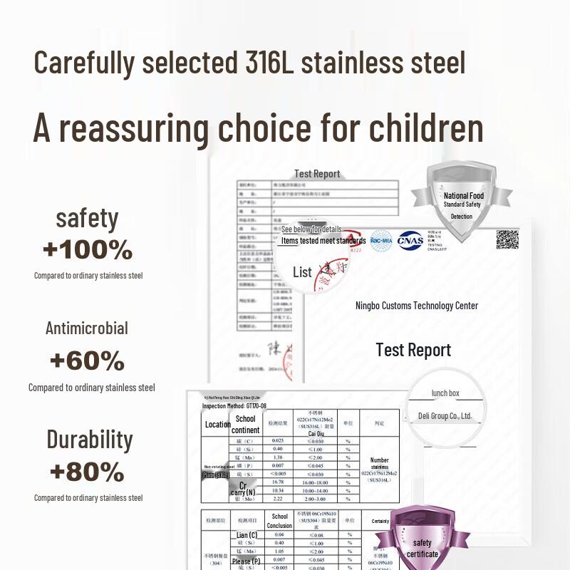 Deli 316L Stainless Steel 5-Compartment Lunch Box Set