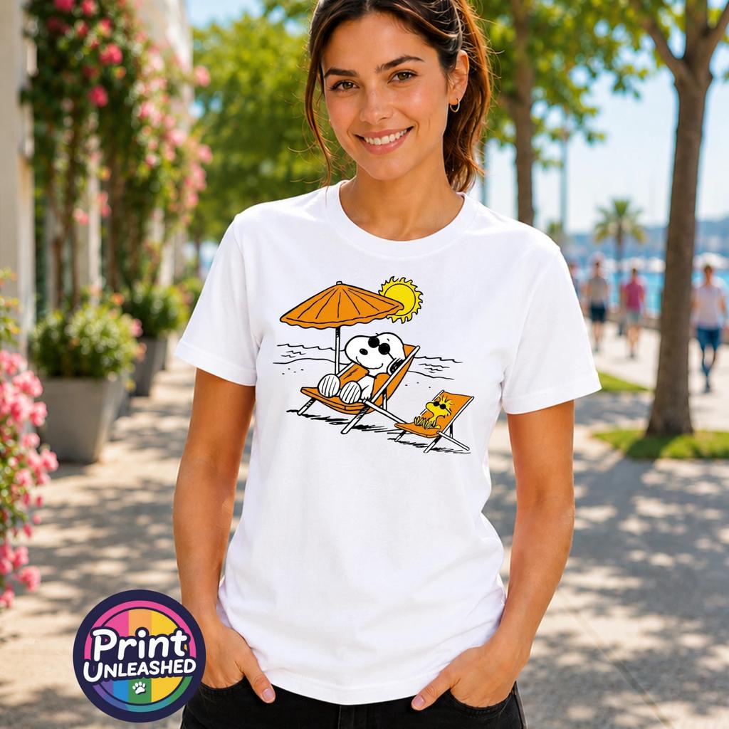 Beagle Sunbathing T-Shirt Unisex S-2XL Deckchairs Cotton Tee Dog & Bird Top Gift