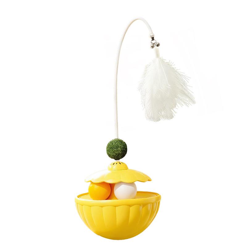 Multifunctional Tumbler Cat Toy Feather Bell Catnip Ball Self Entertaining Kitten Toy