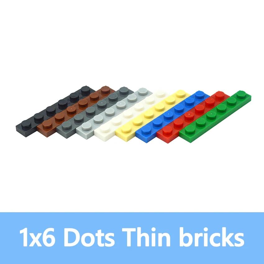 50Pcs DIY Building Blocks Thin Plate 1x6 Dots Classic Bricks Educational Creative Size Compatible With 3666 Toys for Kids