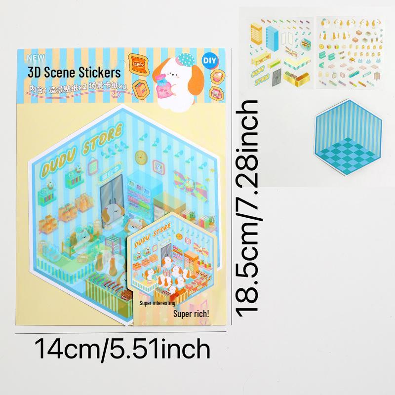 Creative 2.5D Scenery Stickers - 3D Layered Miniature Scenes for Bullet Journals