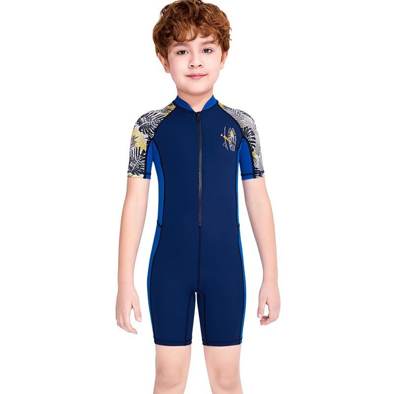 

Children s Swimsuit Boys One-piece Short-sleeved Swimming Trunks Sun-proof Quick-drying Breathable Comfortable Snorkeling Surfing M