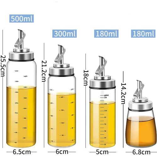 Huiyu Dressing Bottle, Oil Bottle, Soy Sauce Dispenser, Spice Bottle, Oil Pot, Heat-Resistant Glass Seasoning Container, 180ml -B