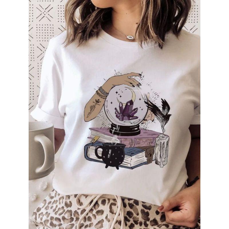 3D Book Printed Short Sleeve T-shirt 3D Book Print Round Neck Short Sleeve T-shirt