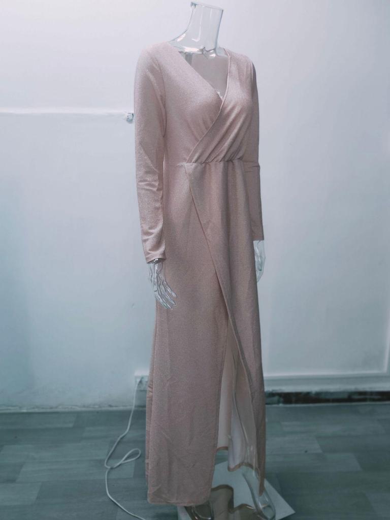 Sparkling Crystal V-Neck Evening Gown - Elegant Luxury Banquet & Performance Dress