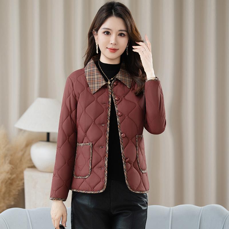 Lightweight Down Jacket  Mature Women's Turn-down  Collar