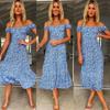 Vibrant Women's Boho Floral Off Shoulder Long Dress Perfect For Summer Beach Days