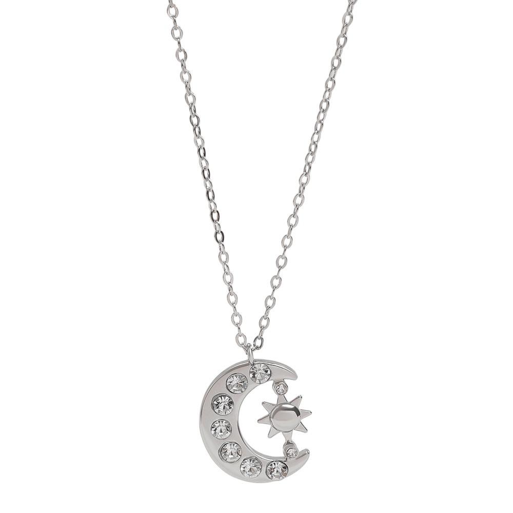 Rhinestone Crystal Moon Star Necklace Exquisite Tassel Design Rhinestone Necklace For Women