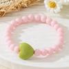 1pc Fashionable European American Style Colorful Bead Bracelet with Heart Charm, Simple and Gentle Daily Wear, Ideal for Shopping
