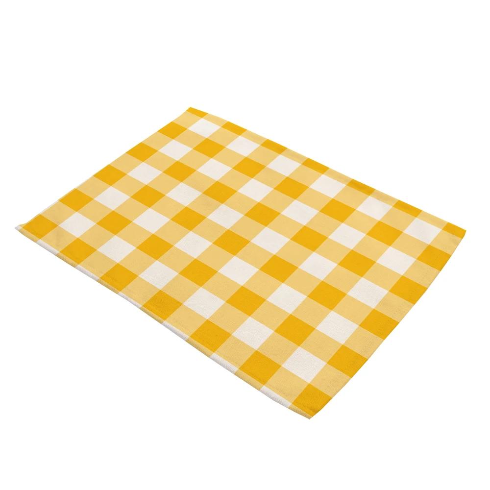 Classic Big Scotland Plaid Placemats Print Pink Khaki Navy Blue Grid Cup Pads Kitchen Dining Room Vintage Holiday Drink Coaster