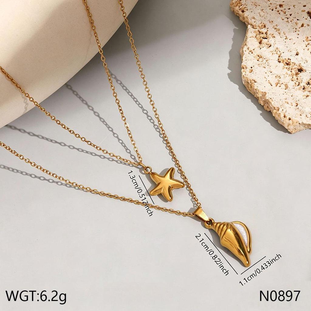 Ocean-Style Light Luxury Titanium Steel Starfish Necklace