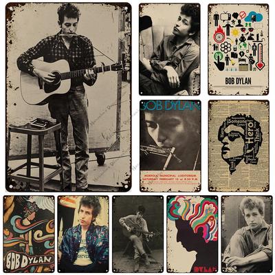 Folk Musik Poster Bob Dylan Dekoschild Rostiges Metallschild Heimbar Café Wanddeko Metallplakette Wandplatte Industrielle Deko