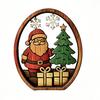Desktop Standing Xmas Ornaments 3Pcs Christmas Santa Claus And Tree Ornaments, Wooden Oval Table Tiered Tray Holiday Displays Centerpiece, Solid Wood