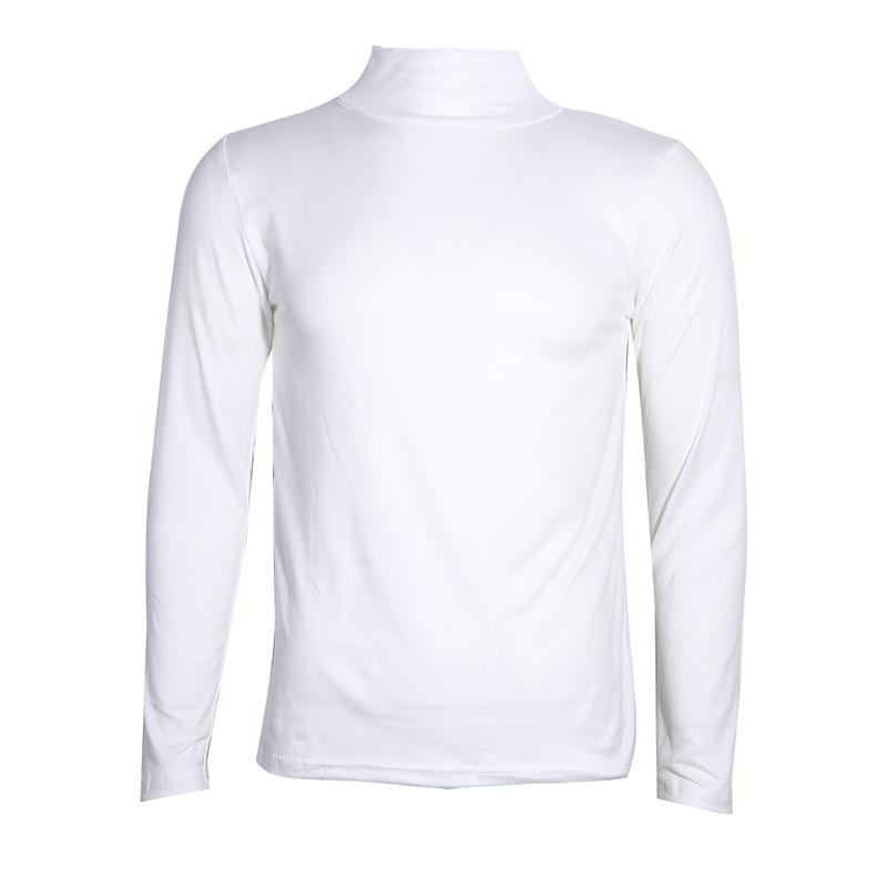 Youth Mens Turtleneck Long Sleeve T-Shirt Solid Color Slim Fit Thin Casual Fashion Basic Top