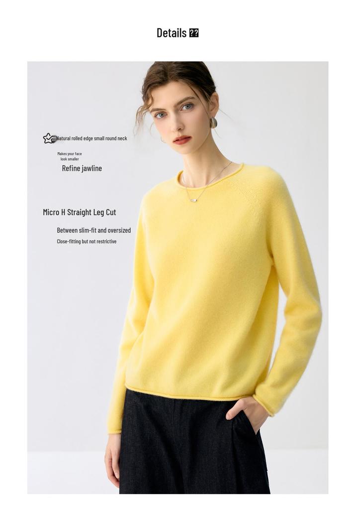 Women's Cashmere Round Neck Pullover - Loose Fit Autumn/Winter Knitwear