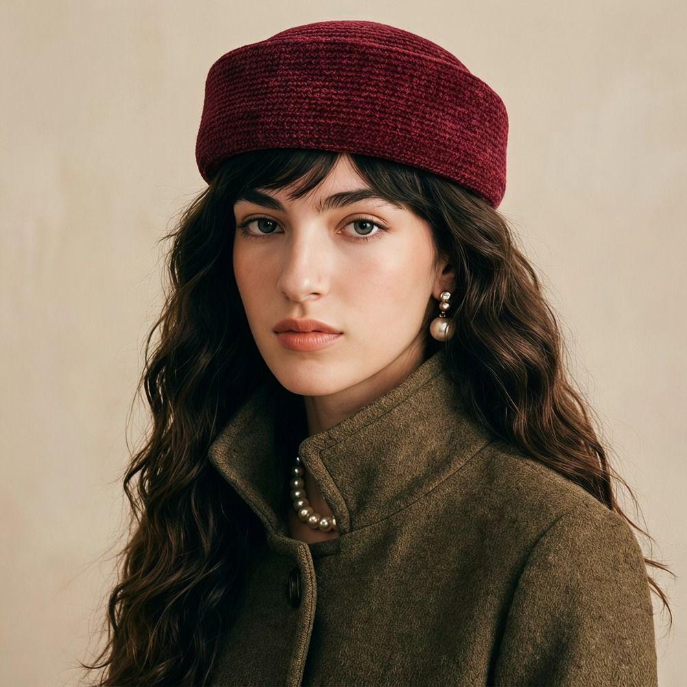 French Style Chenille Pillbox Hat Fedoras Fedora Hat Vintage Medicine Box Hat Wedding Party