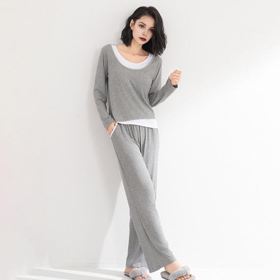 Two Piece Modal Pajamas Set For Women Long Sleeve Top And Pants