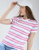 MONTE CARLO Women's Oversized Round Neck Striped Half Sleeve Top