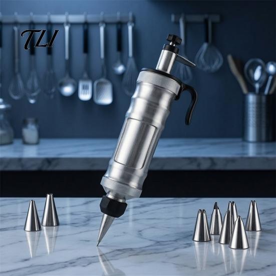 Kekse Backset für Zuhause Edelstahl Spritzbeutel mit Tüllen, Presse und Kuchenbackzubehör Anfänger Dekorationswerkzeug, Wiederverwendbar