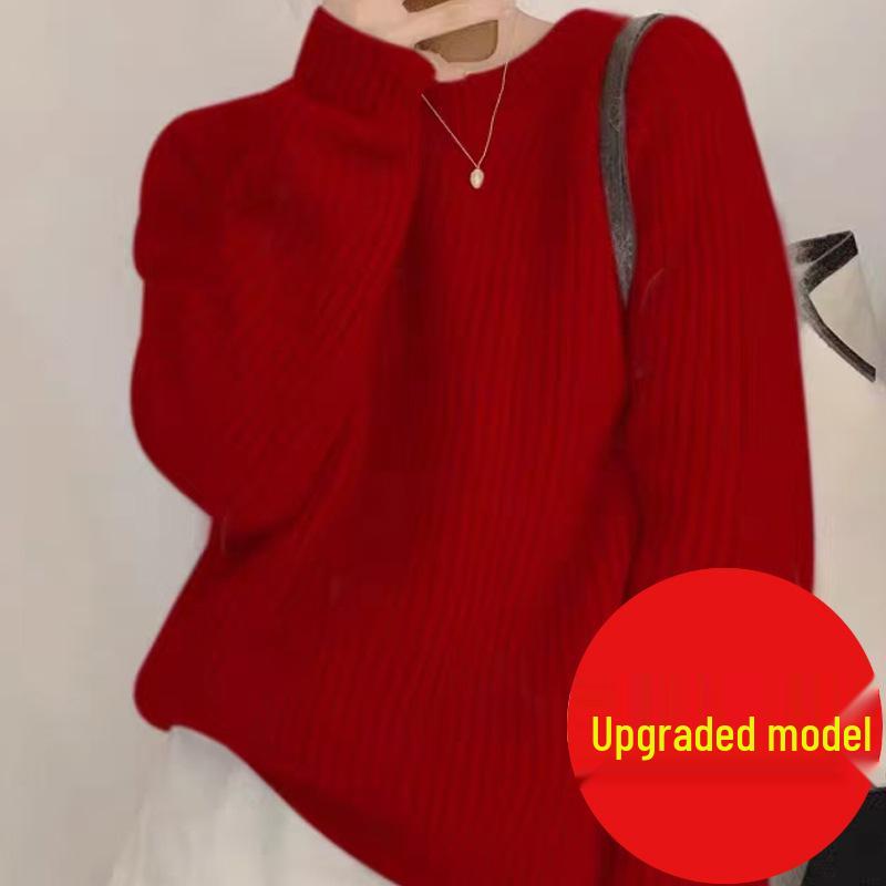 Damen Raglanärmel Rundhals Strickware - 2025 Herbst/Winter Layering Pullover, Lässiger Stil Top