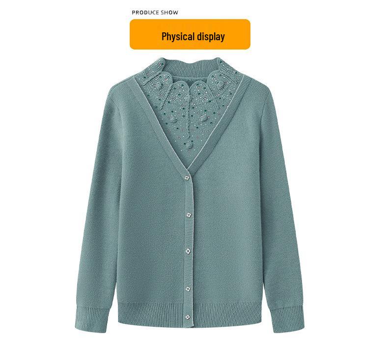Cozy Velvet-Lined Sweater: Fashionable Base Layer for Middle-Aged & Elderly Women
