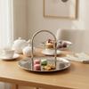 Stainless Steel Two-Level Serving Tray Elegant for Afternoon Tea
