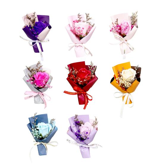 Mini Aromatherapy Soap Rose Bouquet Scented Artificial Flower Arrangement Christmas Wedding Birthday Valentine's Day Gifts for Women Mom Wife Best