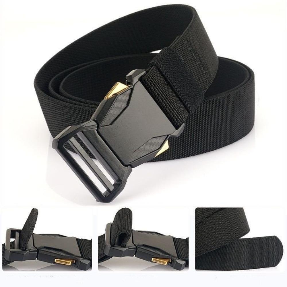 Automatic Buckle Men's Belt Quick Release Weave Waist Band  Outdoor Leisure Sports