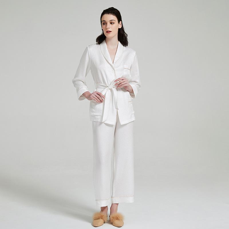 

Пижамный комплект женский классический узор «гусиная лапка» жаккардовые брюки с длинным рукавом домашняя одежда XL