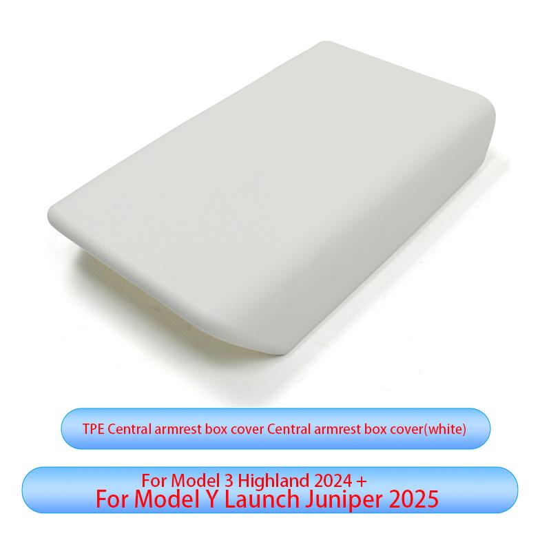 

For Tesla Model Y Launch Juniper 2025 Model 3 Highland 2024 TPE Soft Case Center Console Arm Rest Lid Armrest Cover Accessories білий