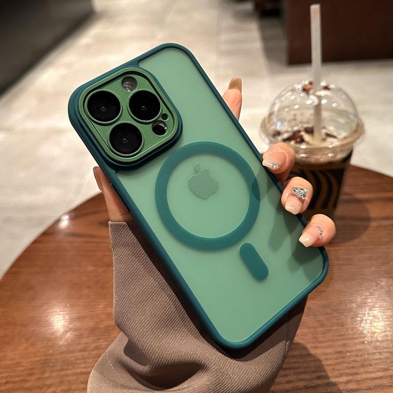 For Magsafe Matte Armor Magnetic Wireless Charging Case For iPhone 11 12 13 14 15 Pro Max Plus Shockproof Lens Protection Cover