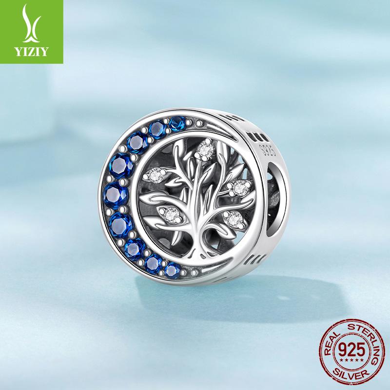 S925 Sterling Silver Moon Life Beaded Mysterious Blue Moon Diy Bracelet Bead Accessories